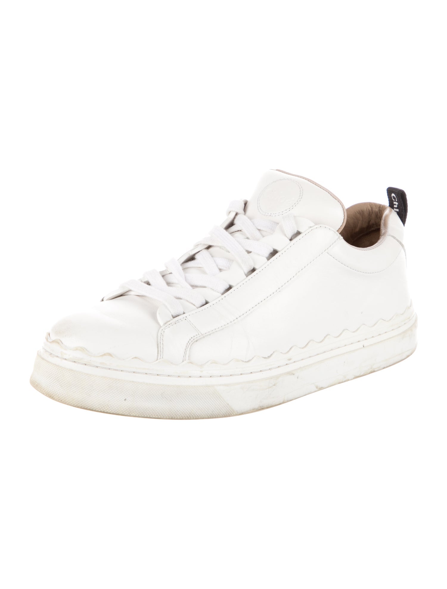 Chloé Leather Scalloped Accent Sneakers