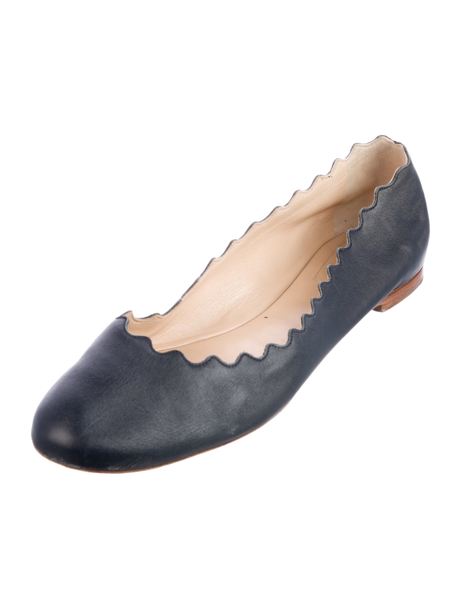 Chloé Leather Scalloped Accent Ballet Flats
