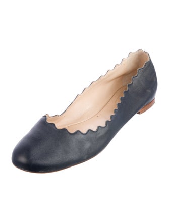Chloé Leather Scalloped Accent Ballet Flats