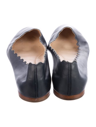 Chloé Leather Scalloped Accent Ballet Flats