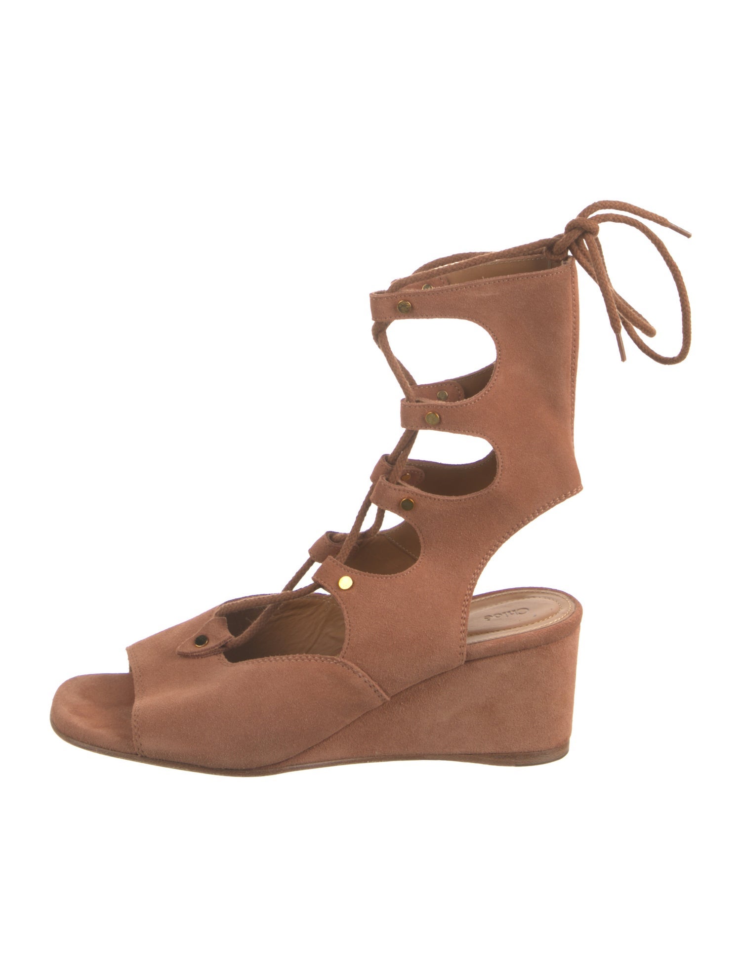 Chloé Suede Studded Accents Gladiator Sandals