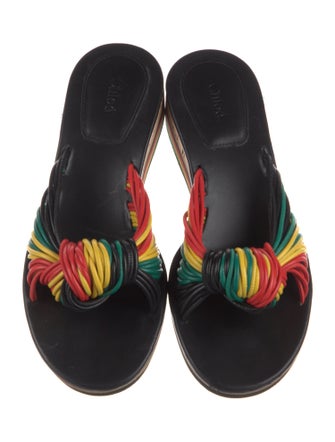 Chloé Leather Colorblock Pattern Slides