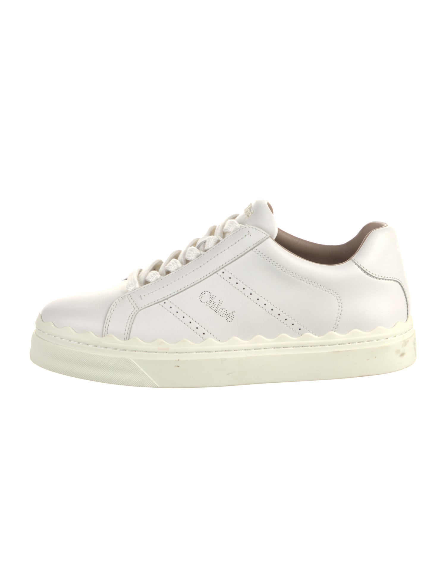 Chloé Leather Lasercut Accents Sneakers