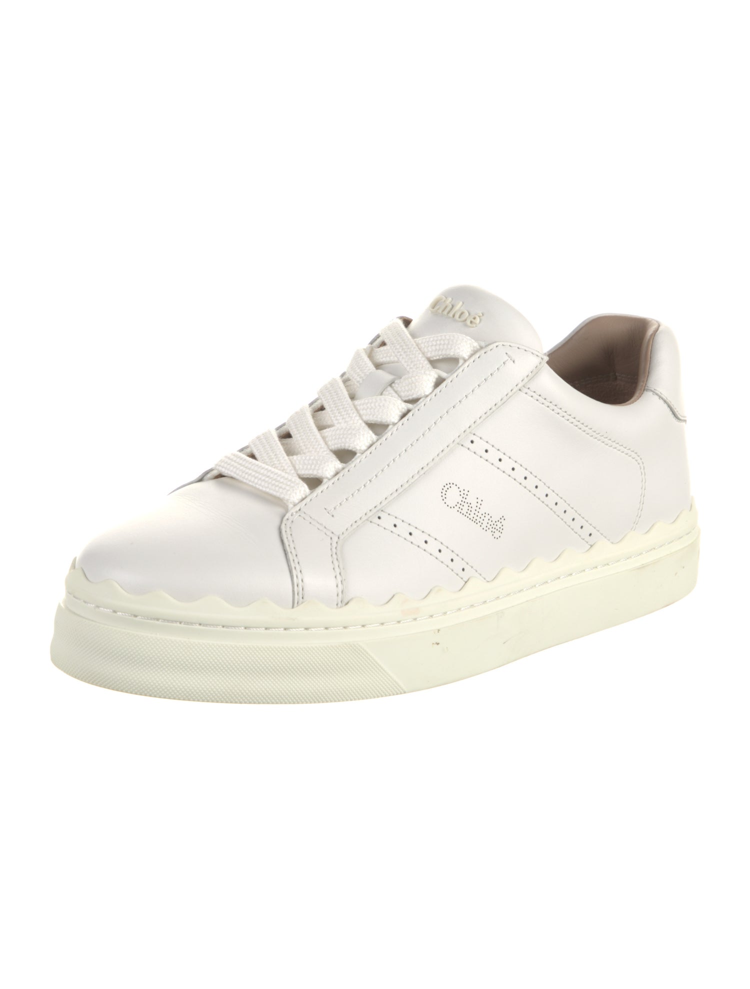 Chloé Leather Lasercut Accents Sneakers