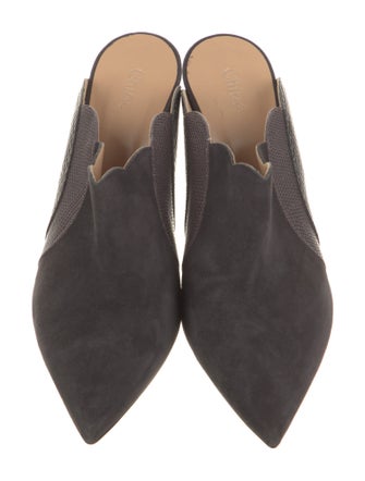 Chloé Suede Scalloped Accent Mules