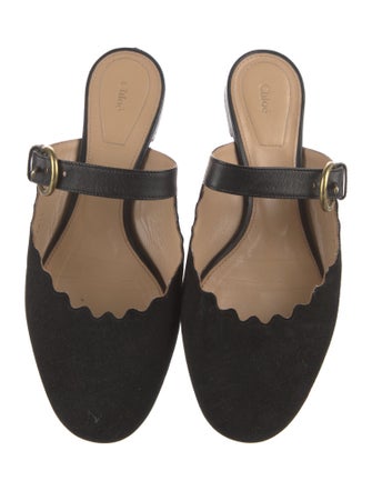 Chloé Suede Scalloped Accent Mules
