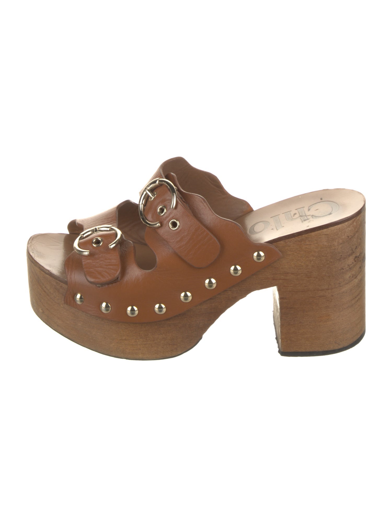 Chloé Leather Scalloped Accent Slides