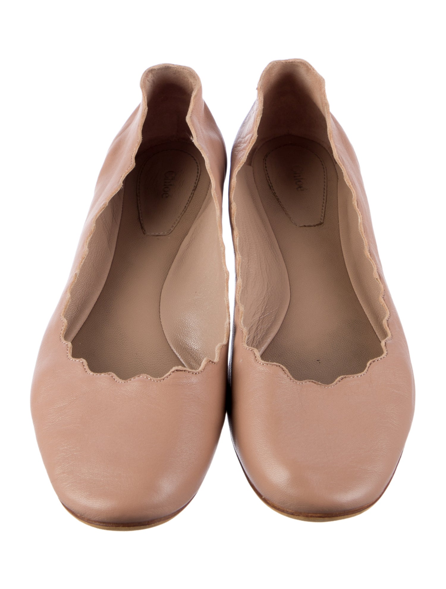 Chloé Leather Scalloped Accent Ballet Flats