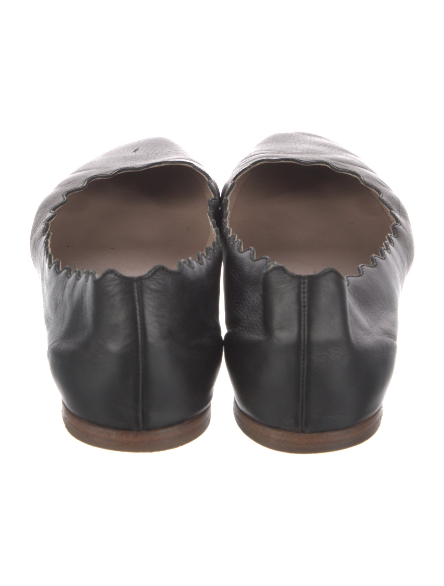 Chloé Leather Scalloped Accent Ballet Flats