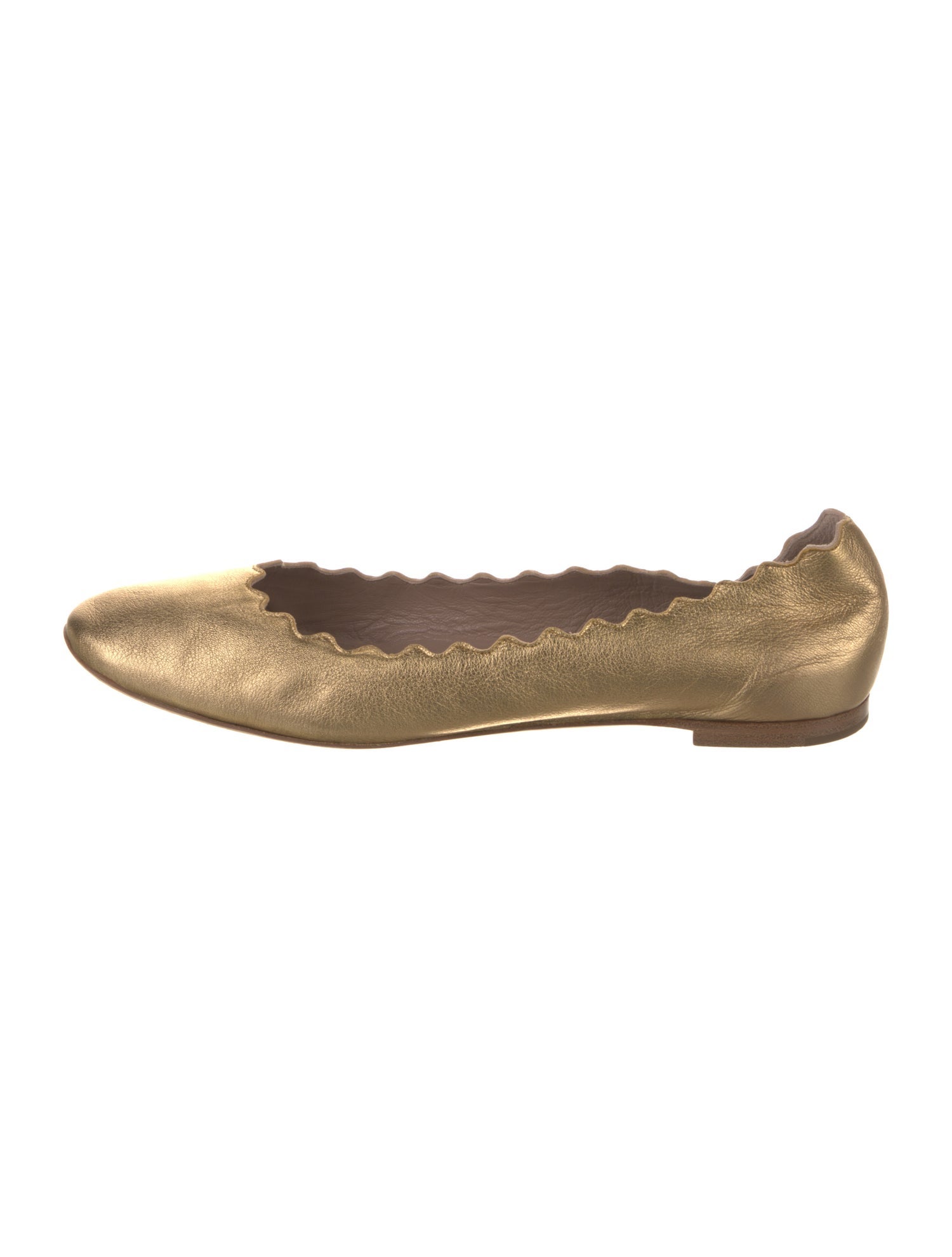 Chloé Leather Scalloped Accent Ballet Flats