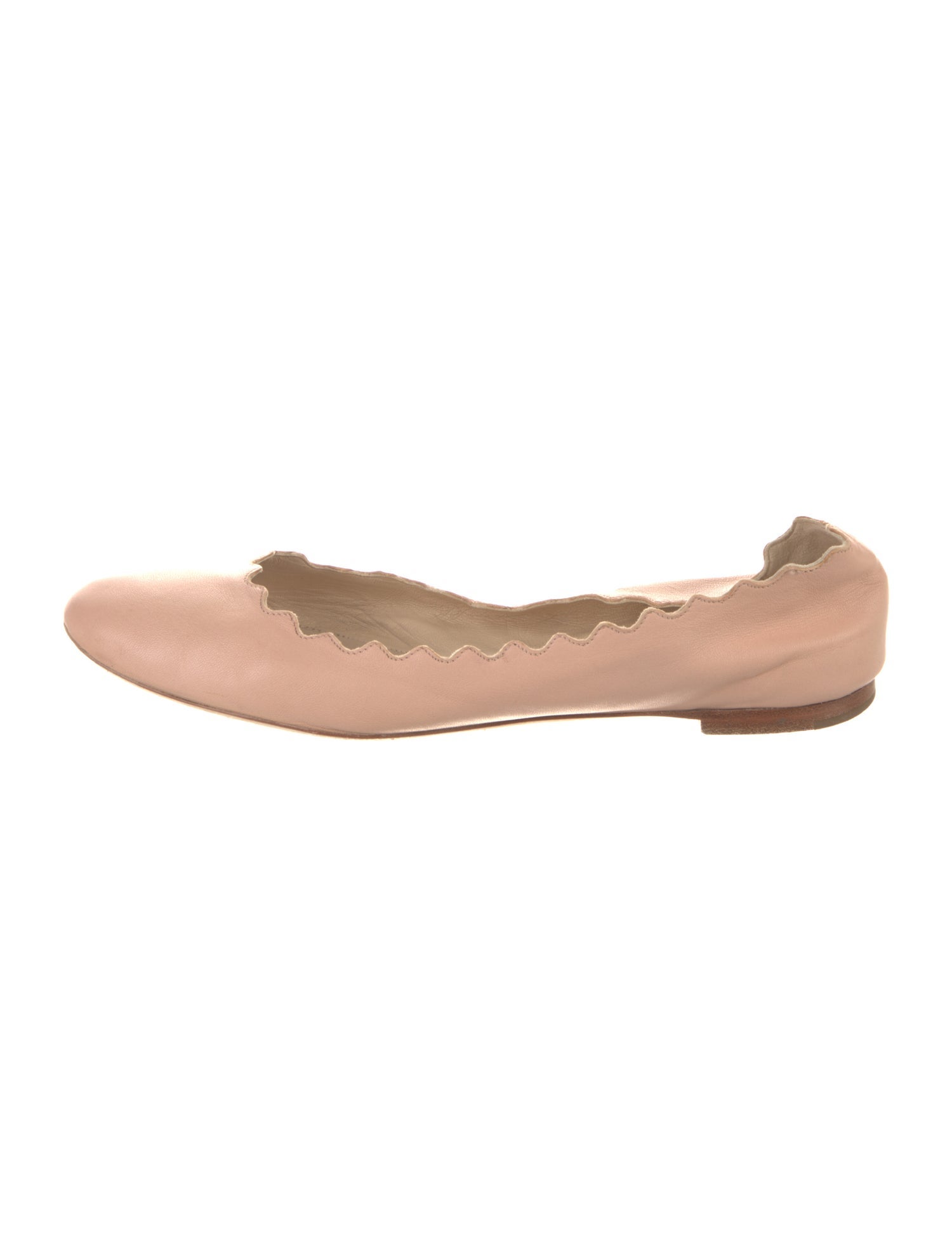 Chloé Leather Scalloped Accent Ballet Flats