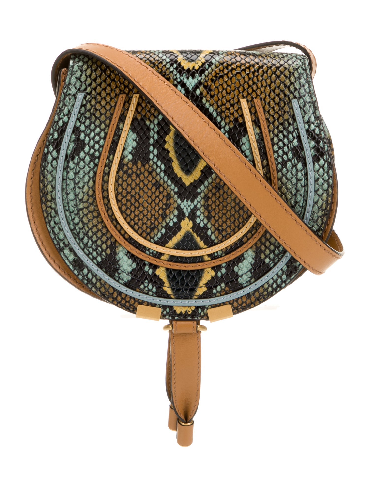 Chloé Embossed Leather Marcie Python-Print Crossbody Bag Small