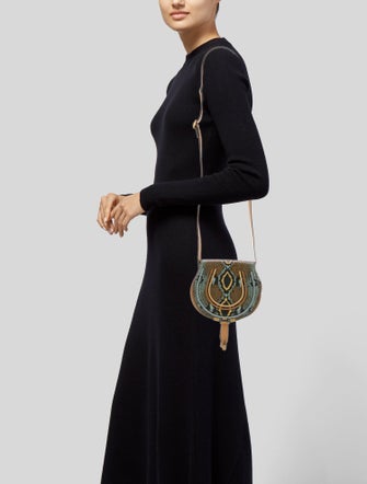 Chloé Embossed Leather Marcie Python-Print Crossbody Bag Small