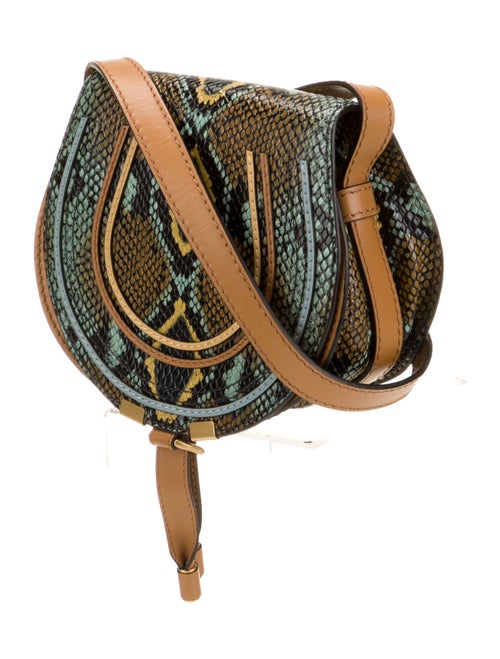 Chloé Embossed Leather Marcie Python-Print Crossbody Bag Small