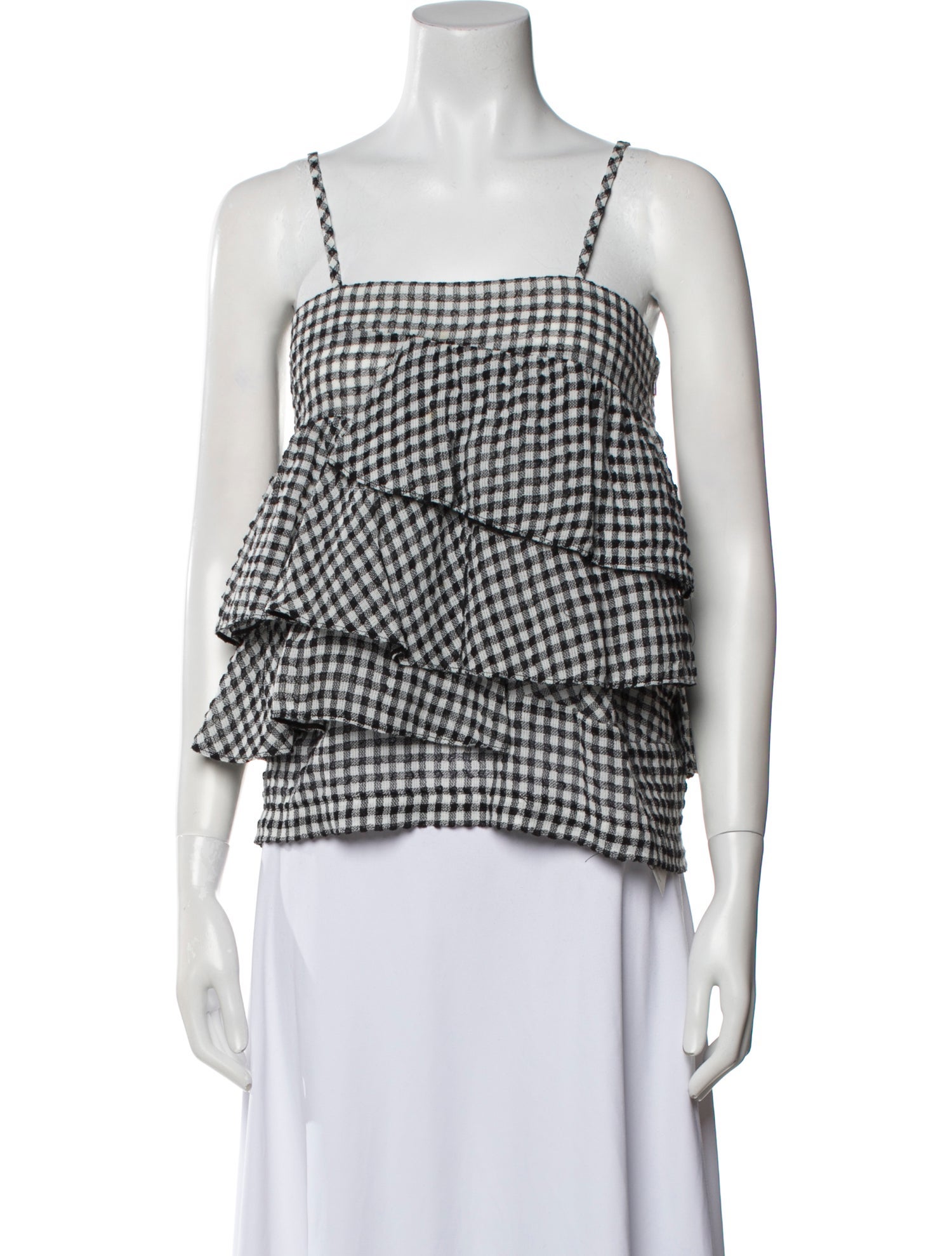 Chloé Plaid Print Square Neckline Crop Top