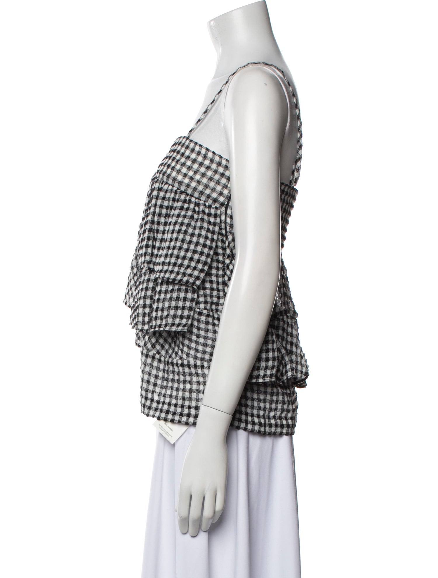 Chloé Plaid Print Square Neckline Crop Top