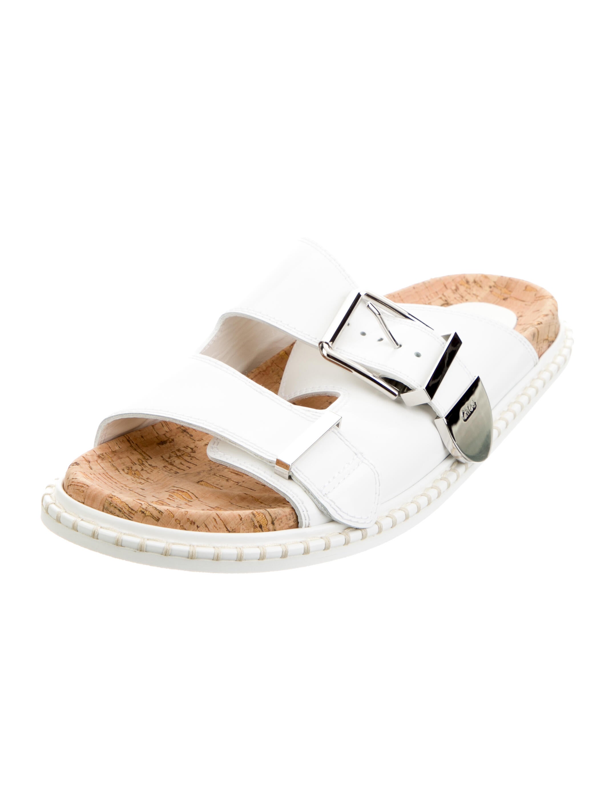 Chloé Leather Colorblock Pattern Slides