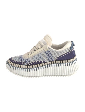 Chloé Tweed Pattern Whipstitch Trim Sneakers
