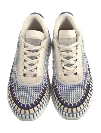 Chloé Tweed Pattern Whipstitch Trim Sneakers