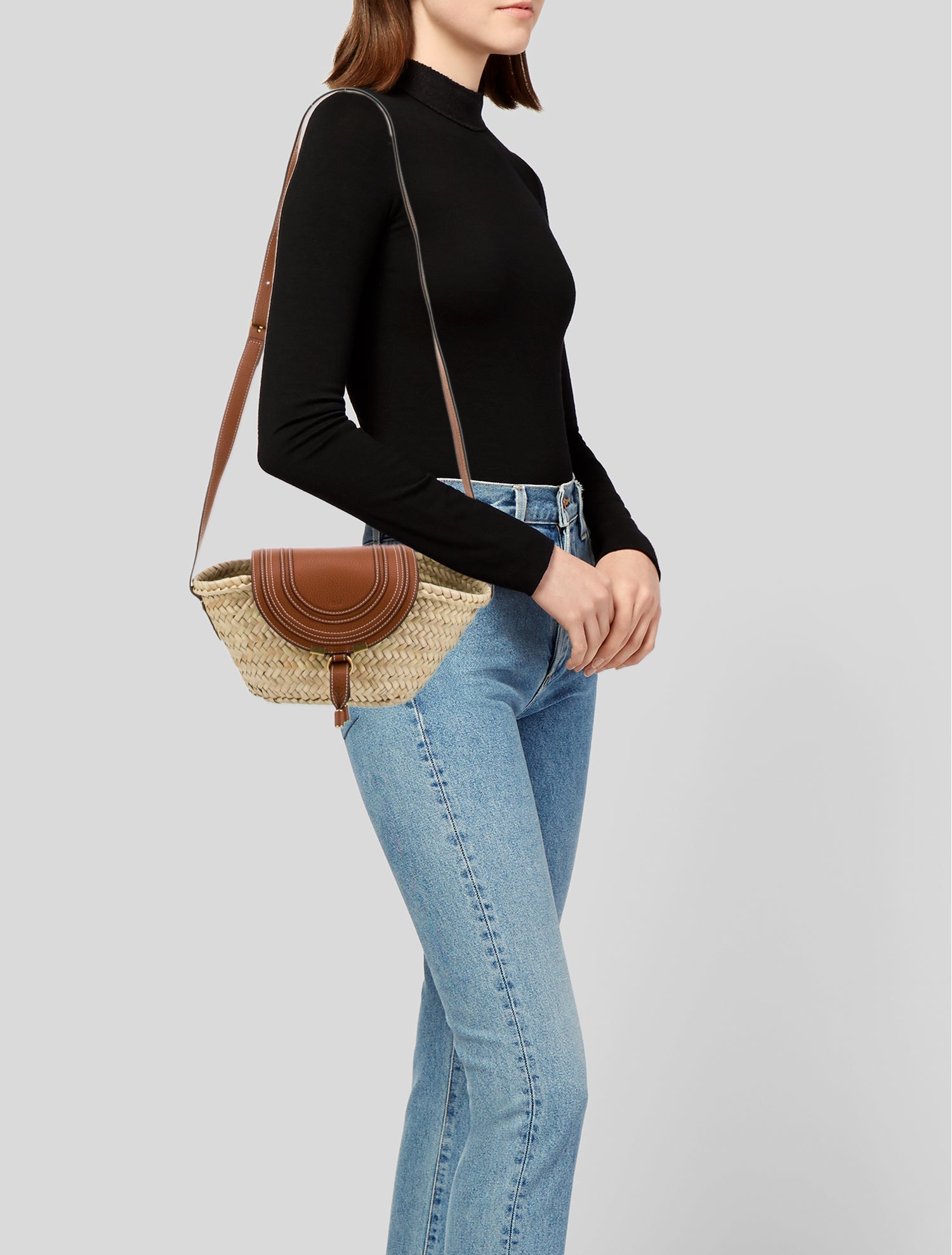 Chloé Raffia Marcie Shoulder Bag