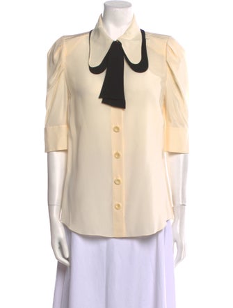 Chloé Silk Three-Quarter Sleeve Button-Up Top