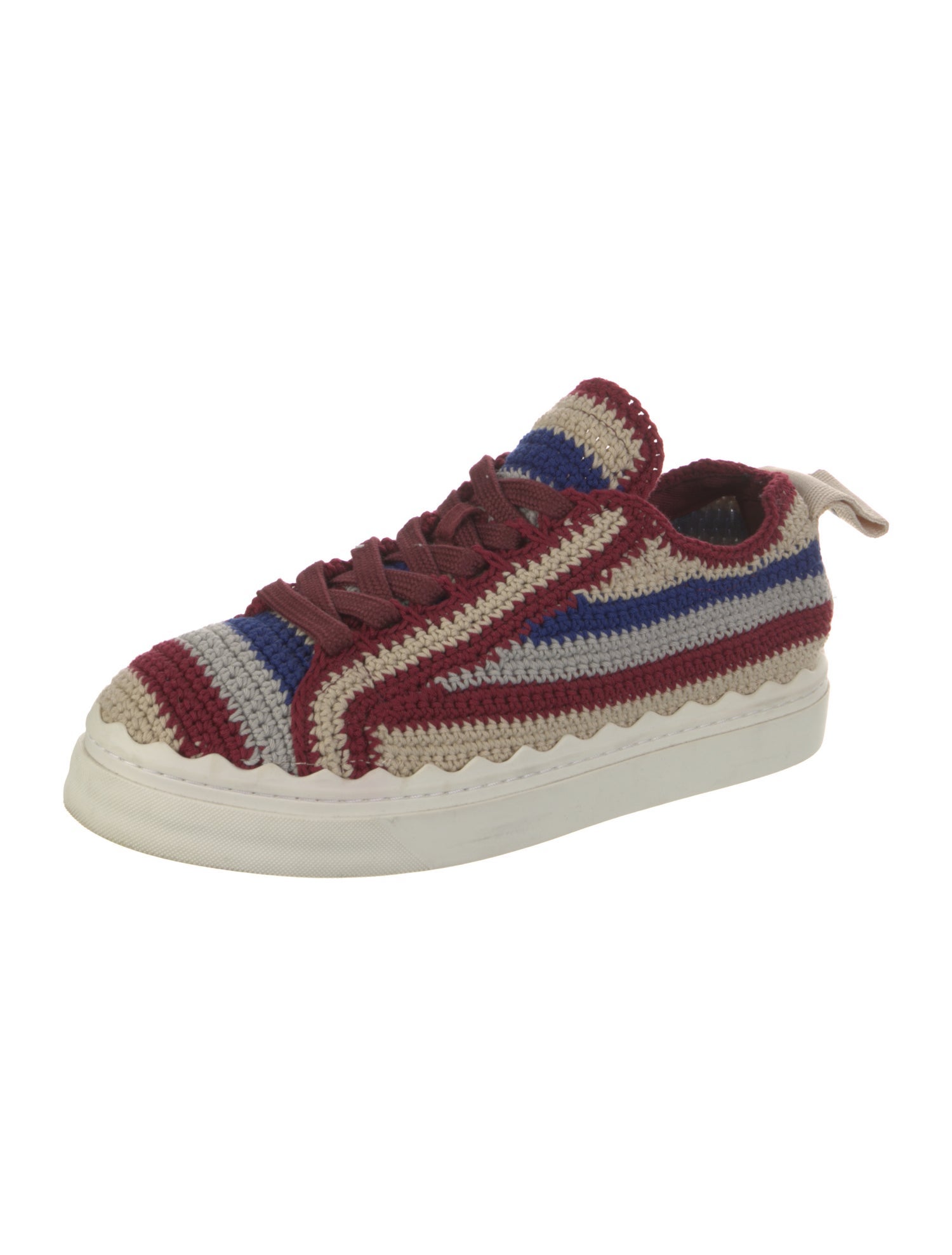 Chloé Printed Leather Trim Embellishment Sneakers
