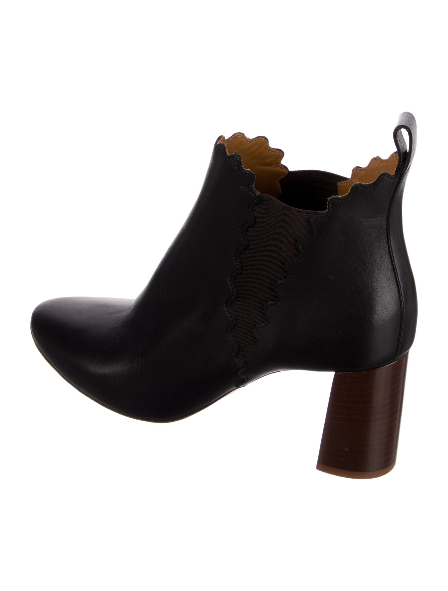 Chloé Leather Scalloped Accent Chelsea Boots
