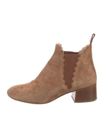 Chloé Suede Scalloped Accent Chelsea Boots