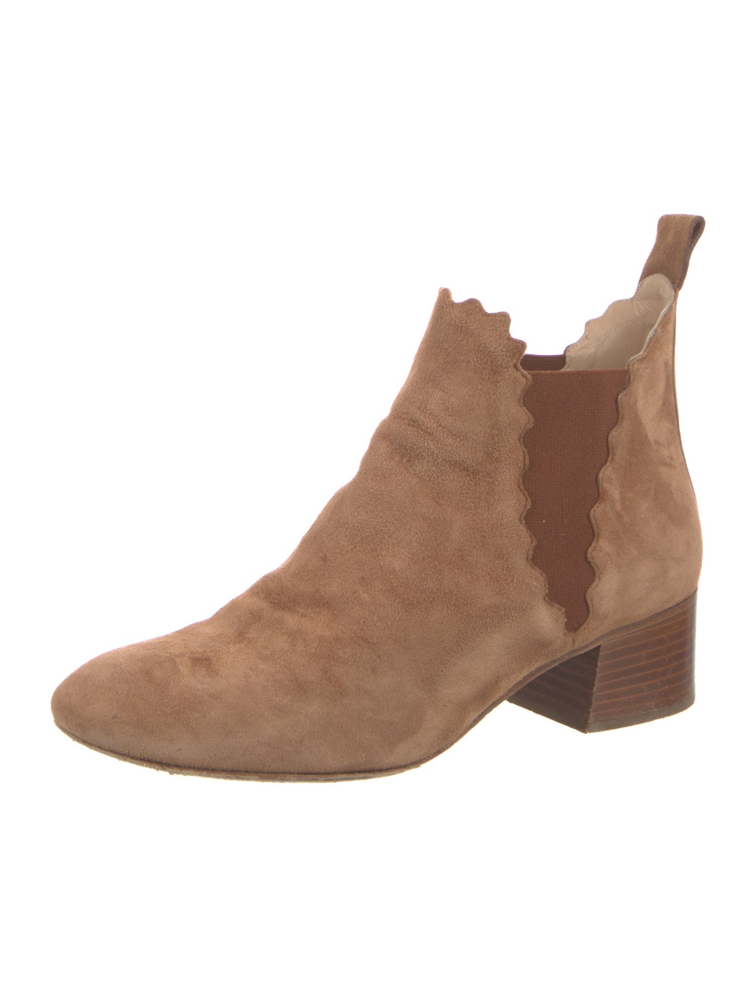 Chloé Suede Scalloped Accent Chelsea Boots