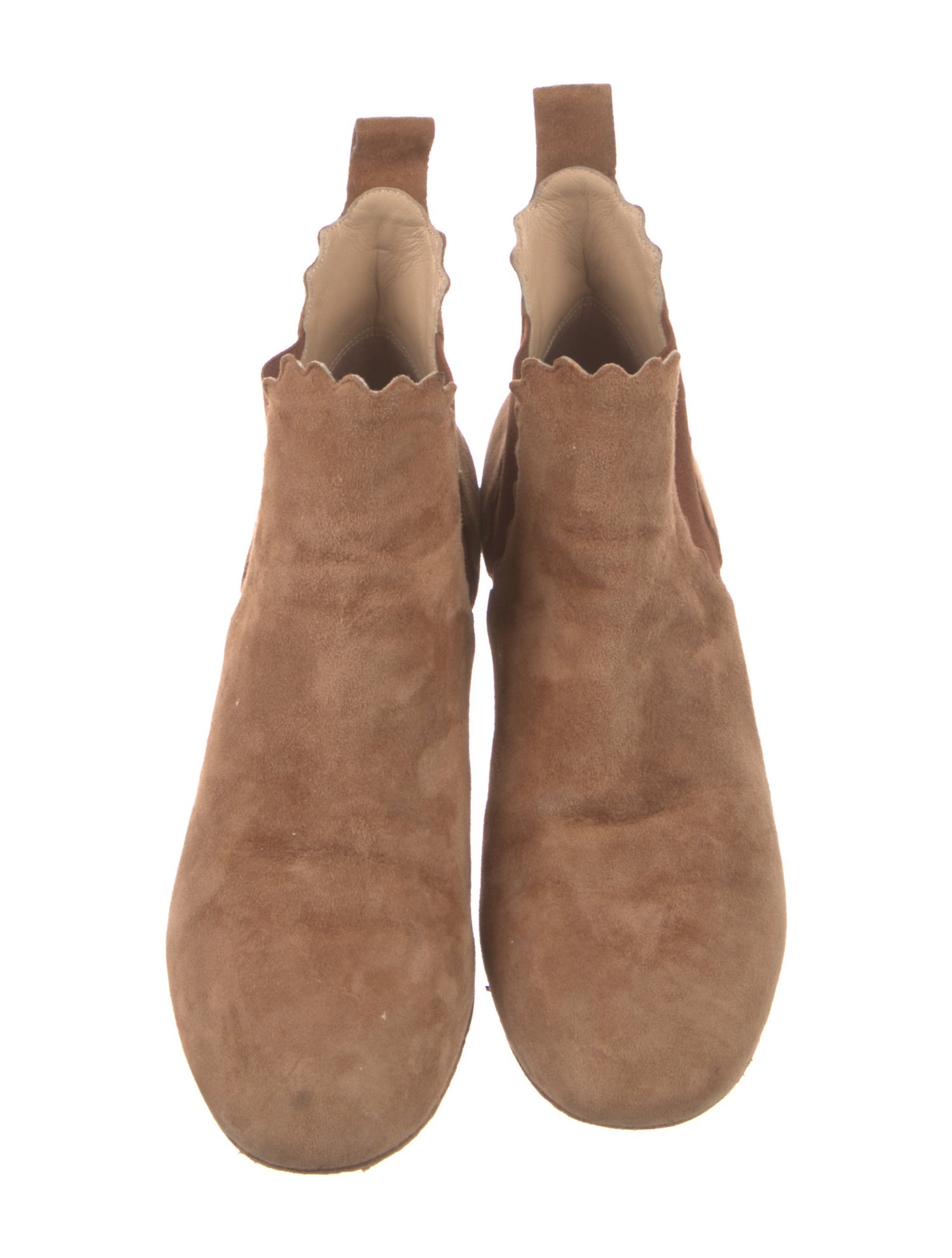 Chloé Suede Scalloped Accent Chelsea Boots