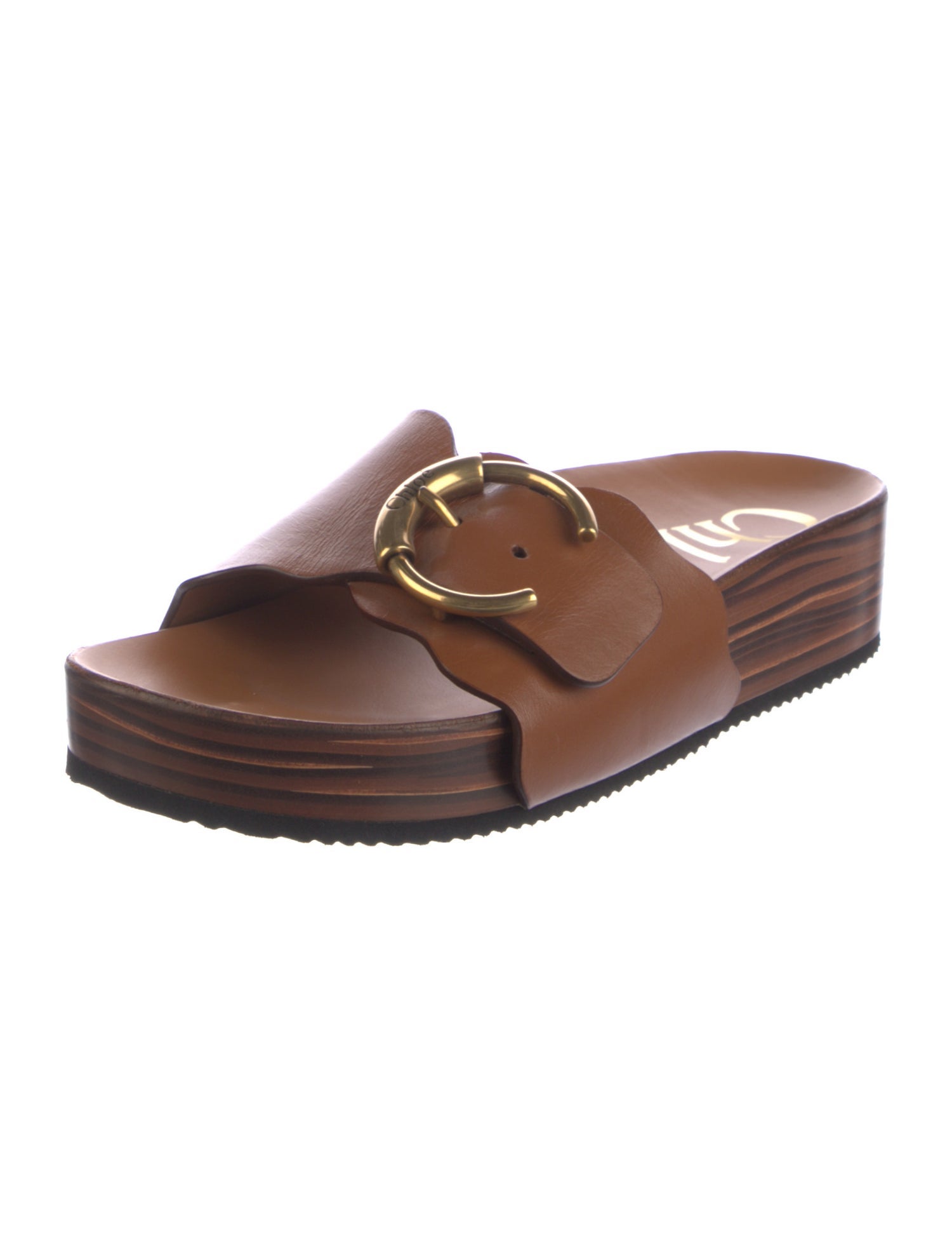 Chloé Leather Scalloped Accent Slides