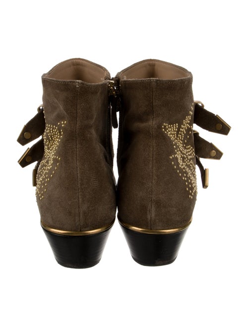 Chloé Suede Studded Accents Lace-Up Boots