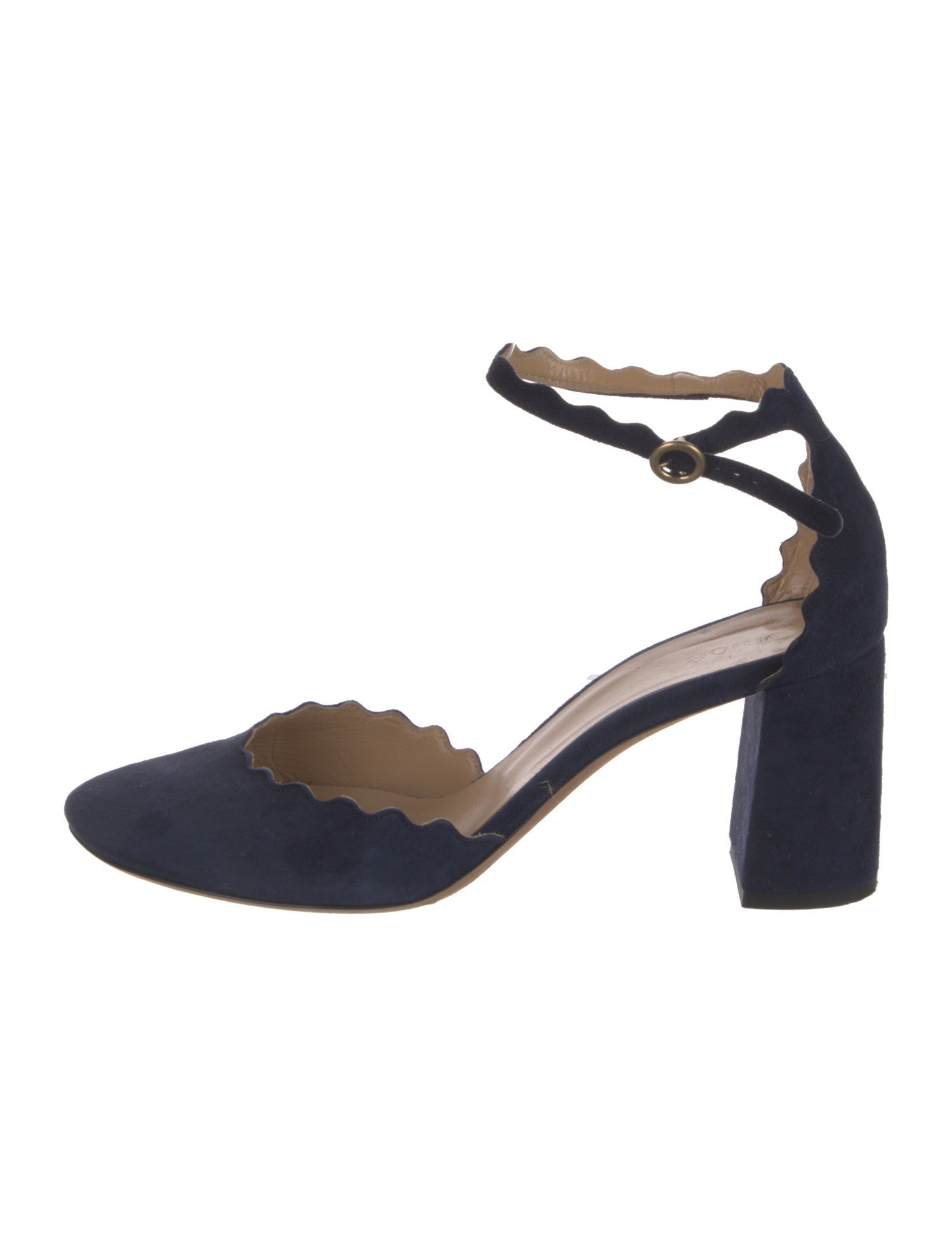 Chloé Suede Scalloped Accent Sandals