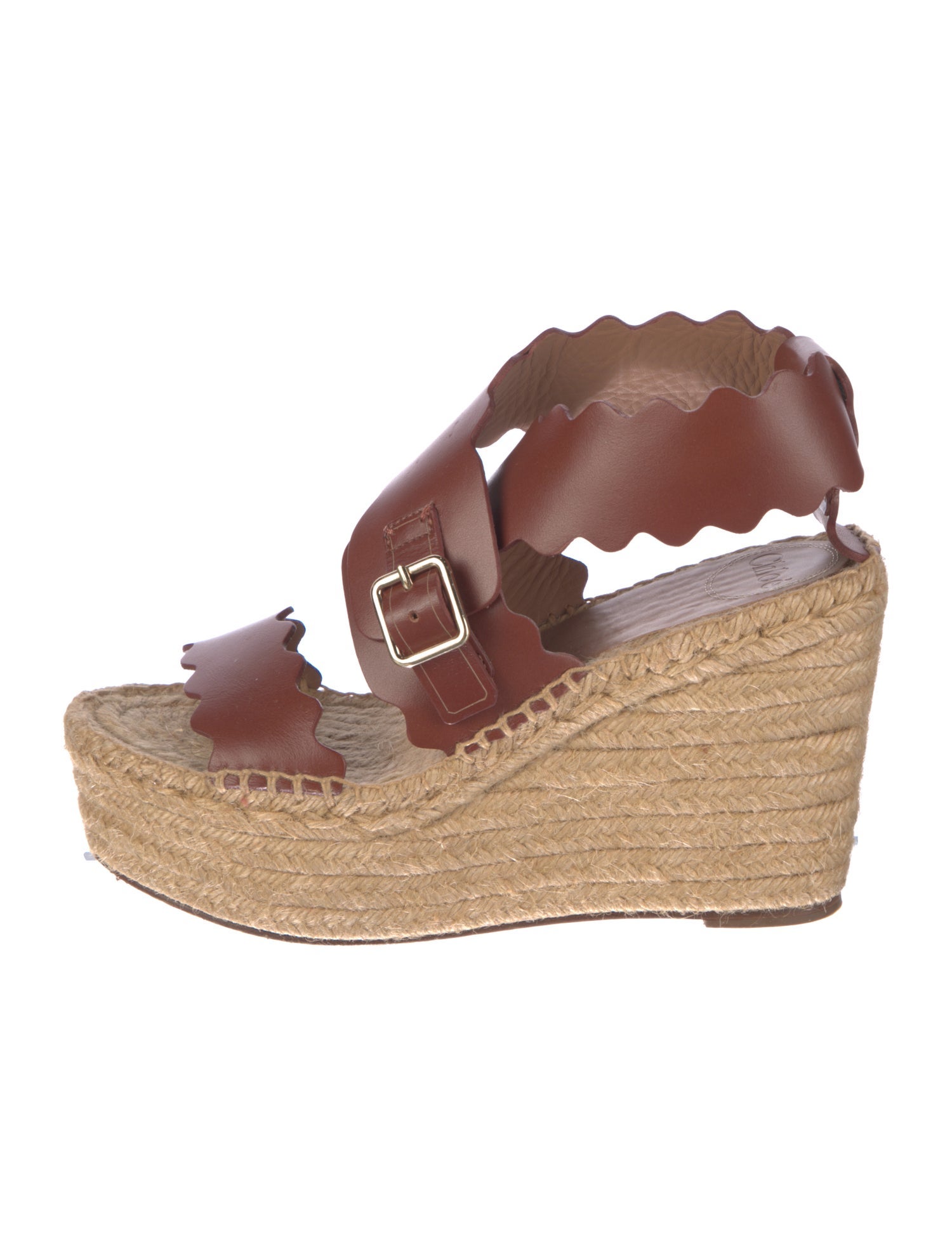 Chloé Leather Scalloped Accent Espadrilles