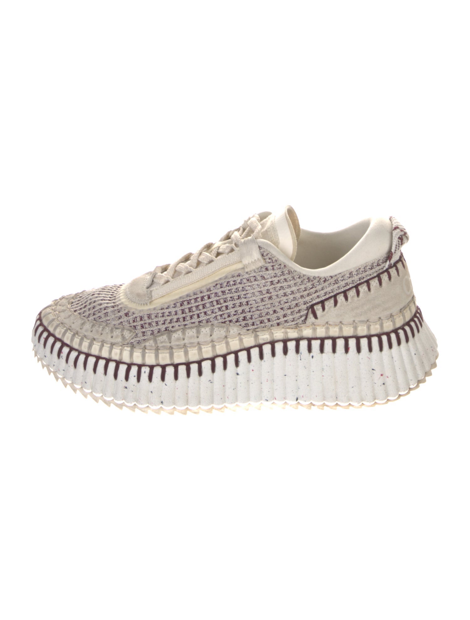 Chloé Plaid Print Whipstitch Trim Sneakers