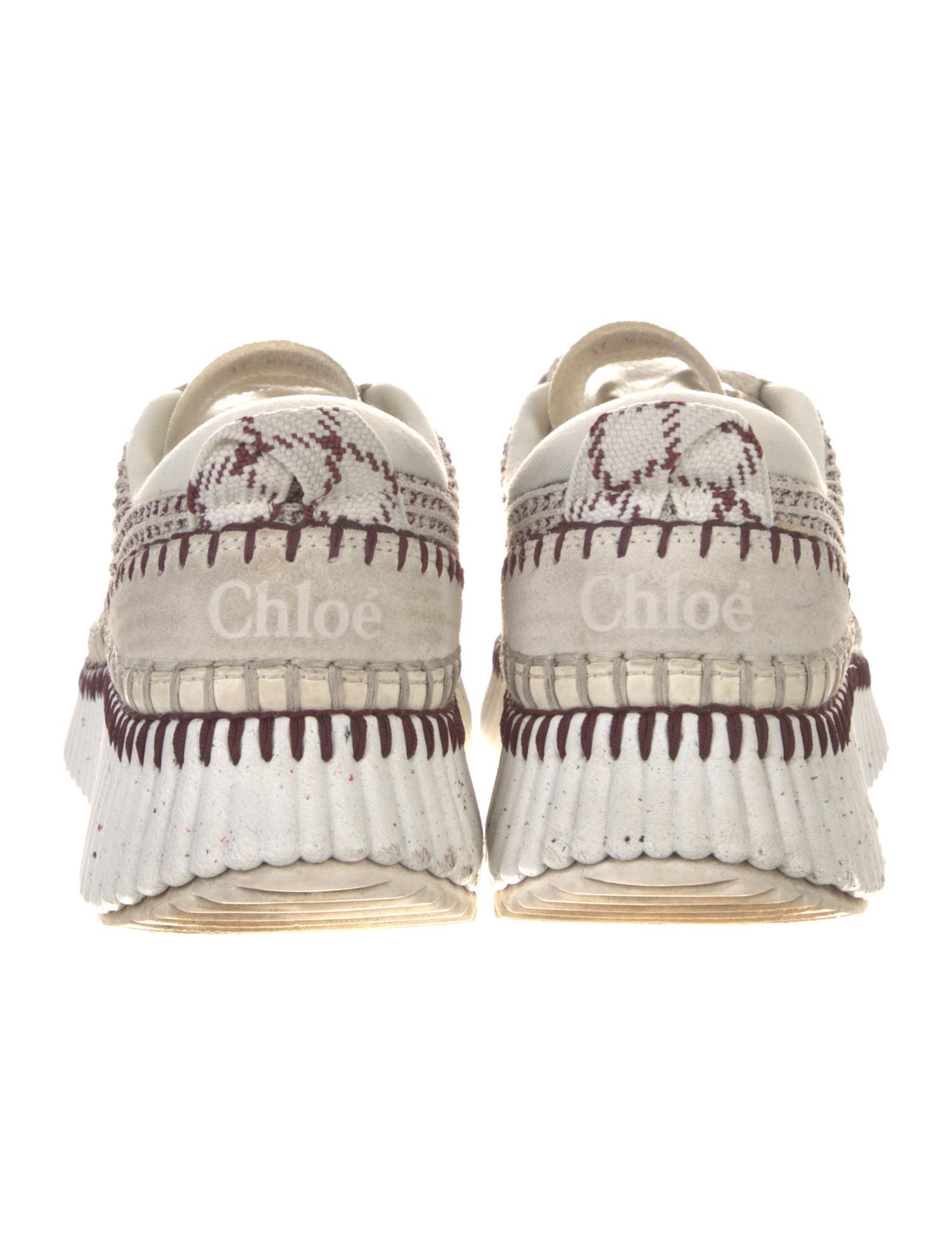 Chloé Plaid Print Whipstitch Trim Sneakers