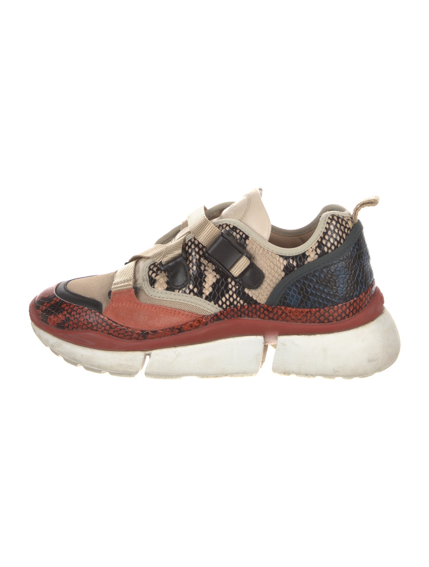 Chloé Leather Colorblock Pattern Sneakers