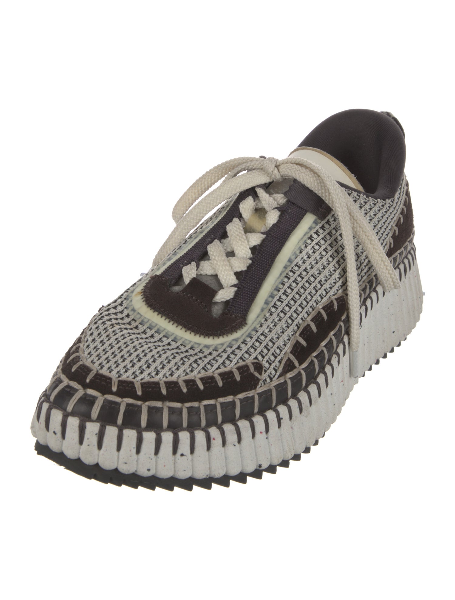 Chloé Plaid Print Whipstitch Trim Sneakers