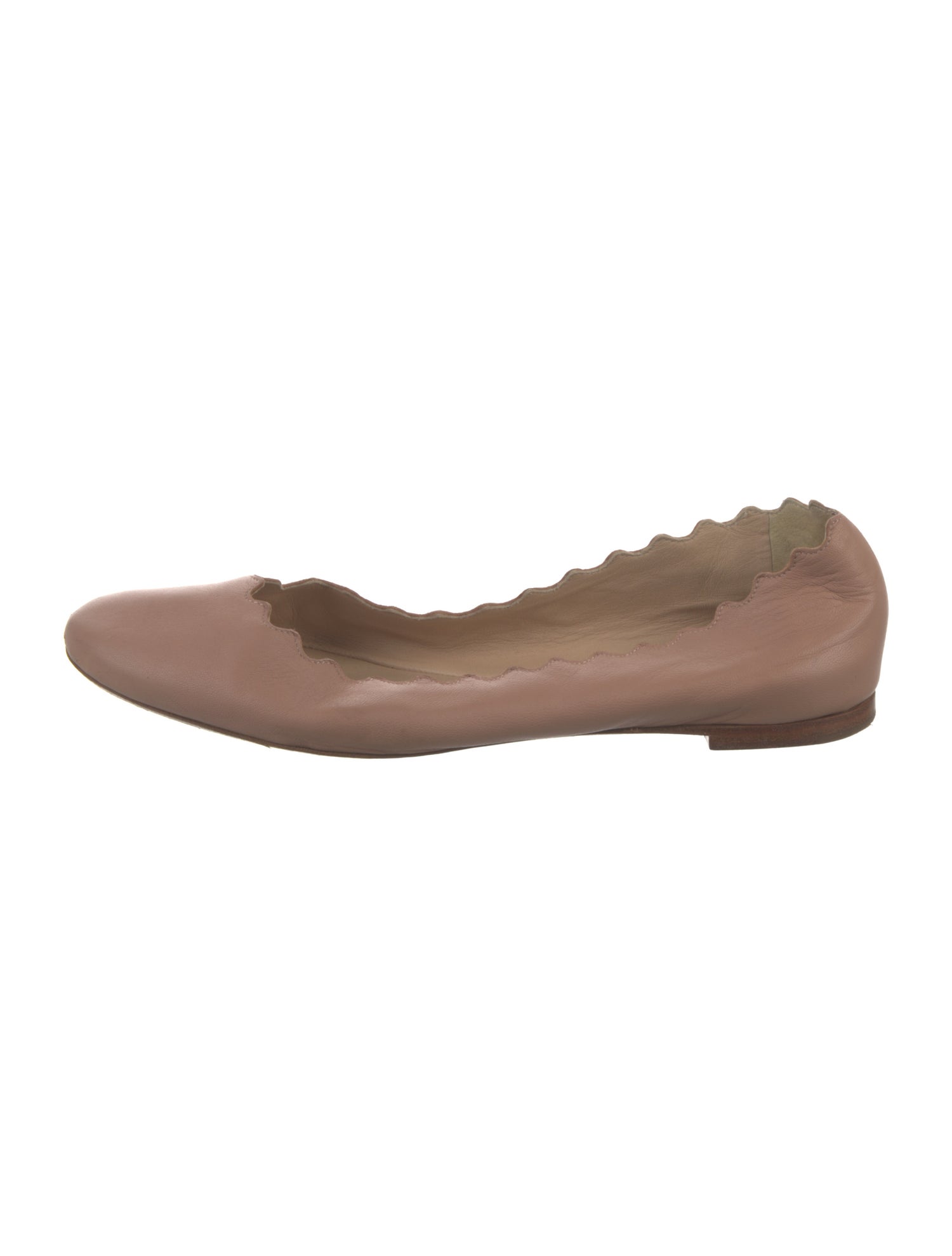 Chloé Leather Scalloped Accent Ballet Flats