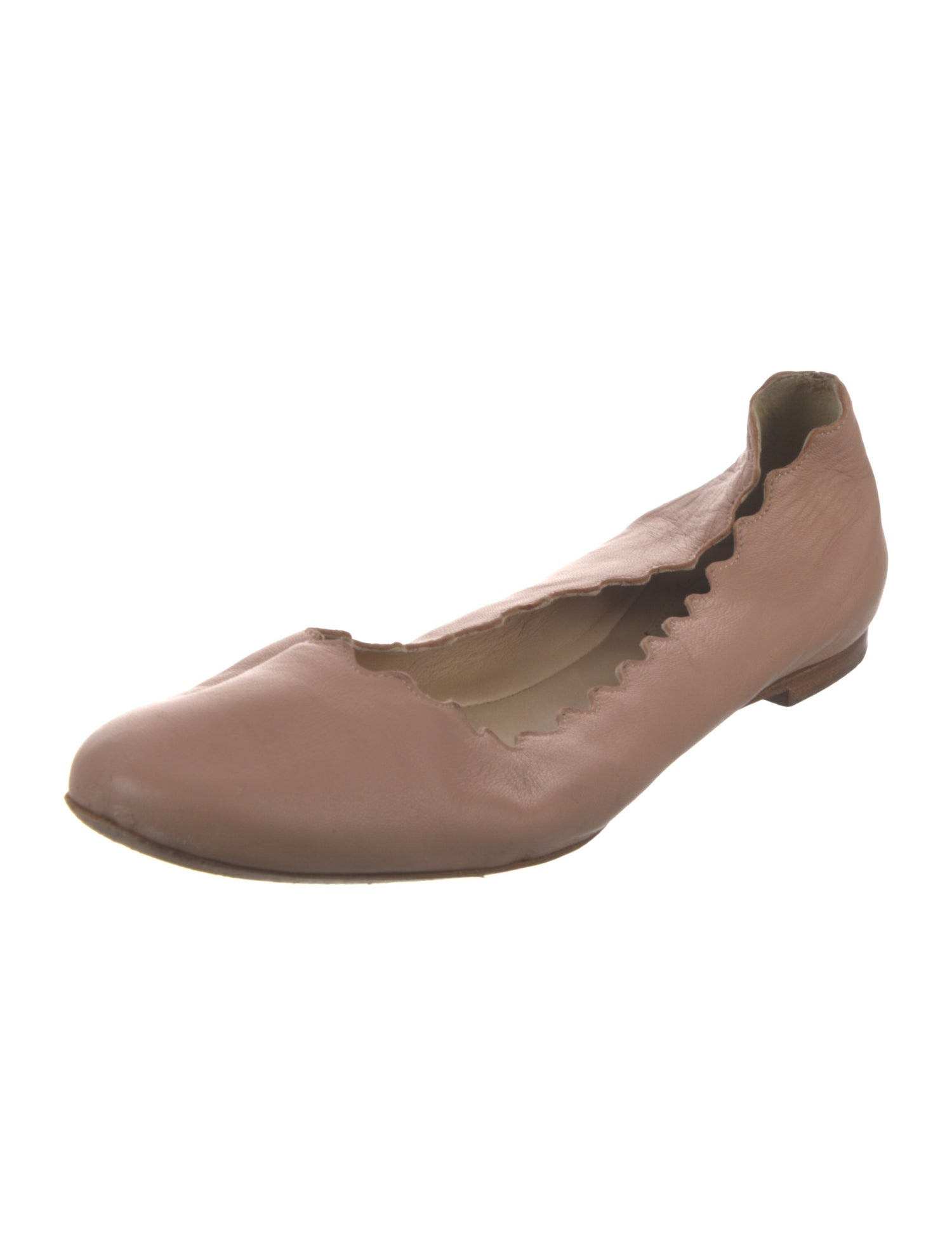 Chloé Leather Scalloped Accent Ballet Flats