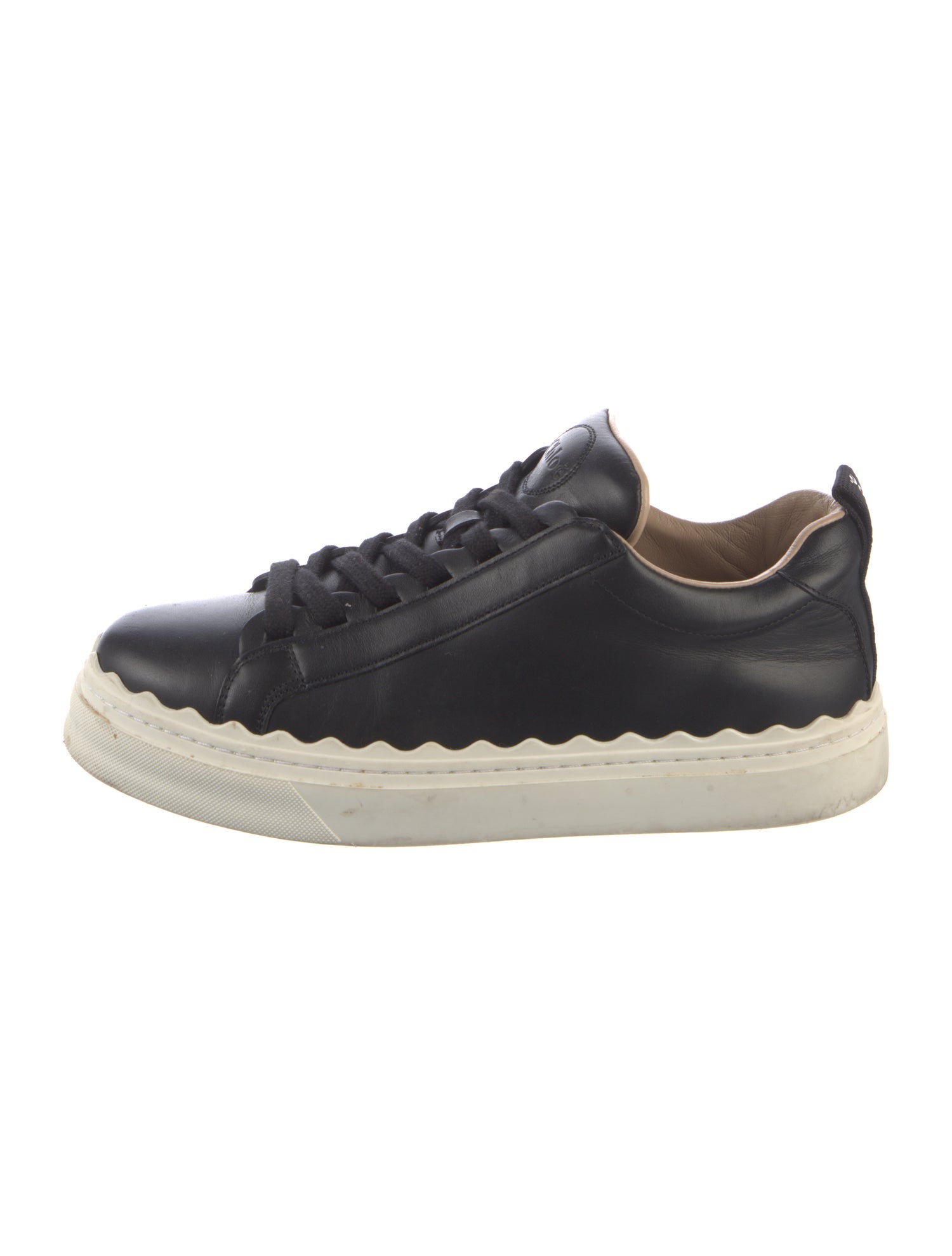 Chloé Leather Scalloped Accent Sneakers
