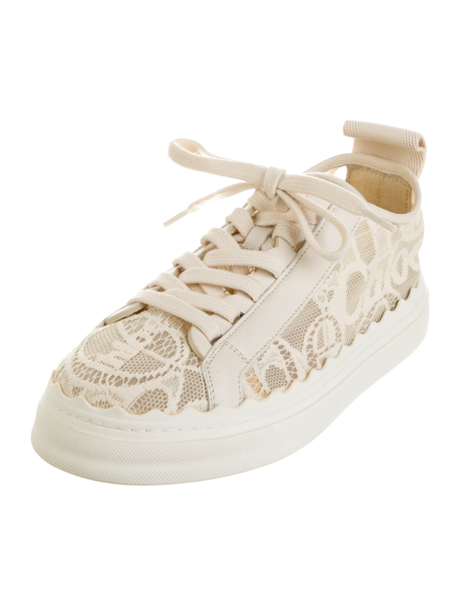 Chloé Lace Scalloped Accent Sneakers