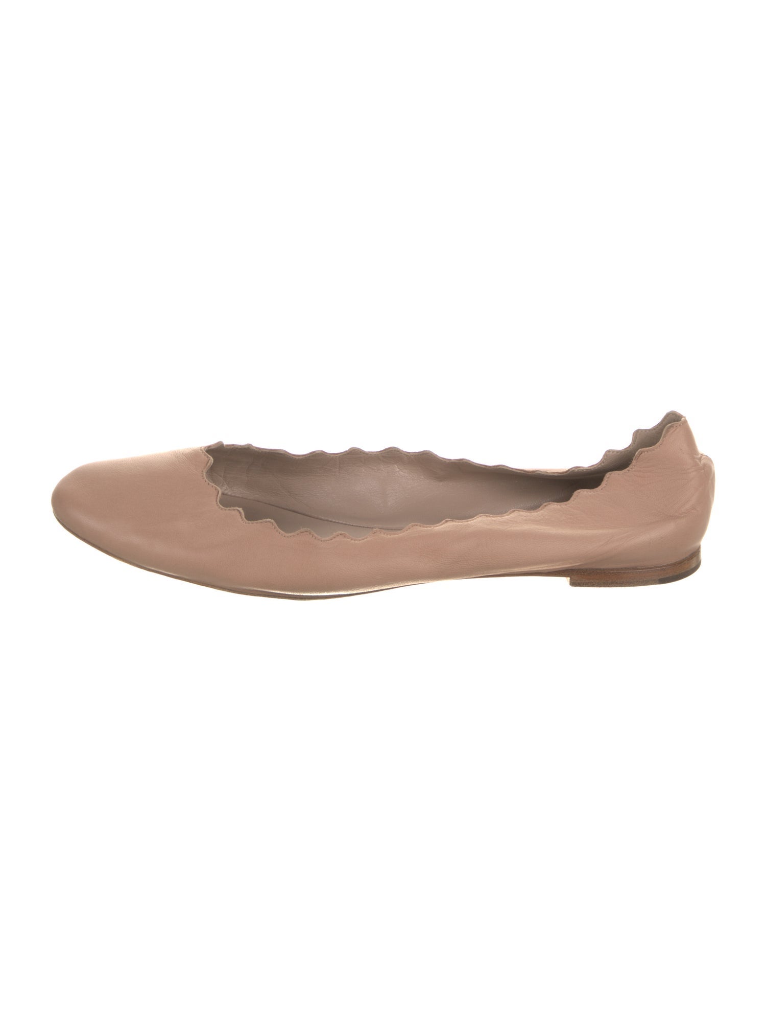 Chloé Leather Scalloped Accent Ballet Flats