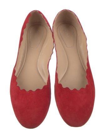 Chloé Suede Scalloped Accent Ballet Flats