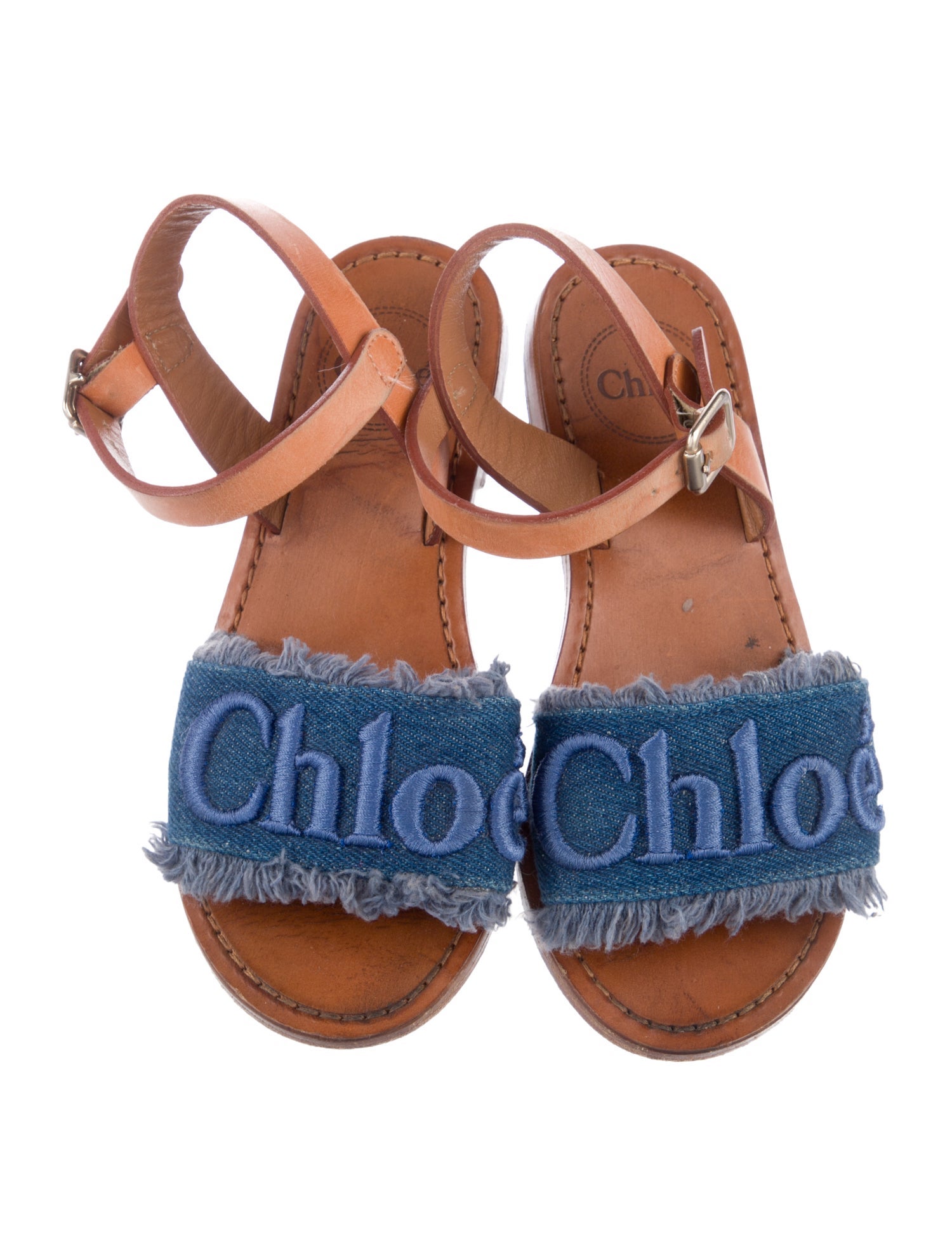 Chloé Kids Logo Denim Sandals
