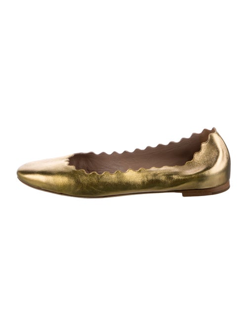 Chloé Leather Scalloped Accent Ballet Flats
