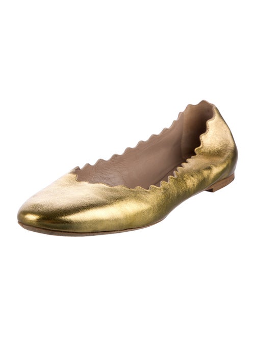 Chloé Leather Scalloped Accent Ballet Flats