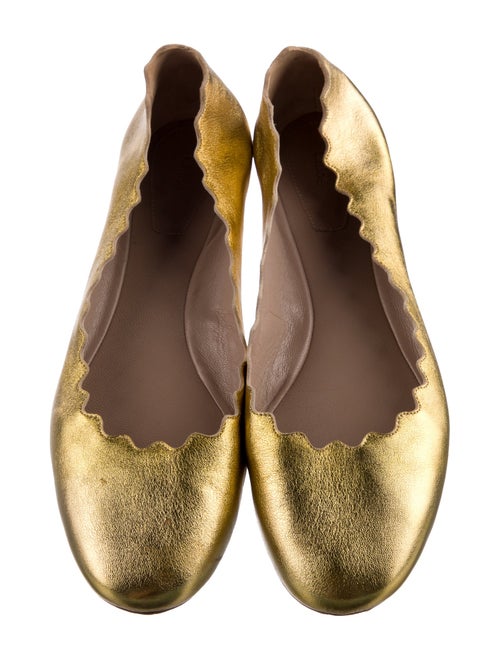 Chloé Leather Scalloped Accent Ballet Flats