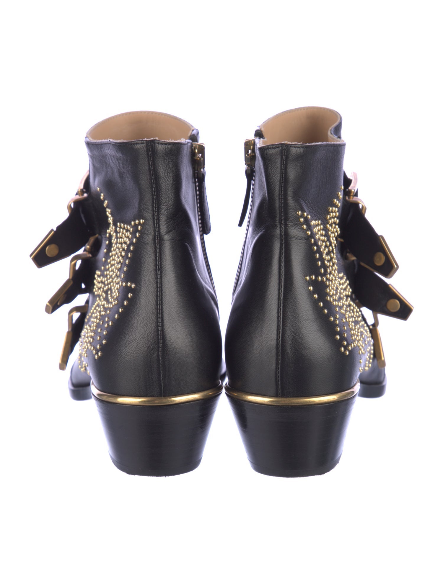 Chloé Leather Studded Accents Western Boots
