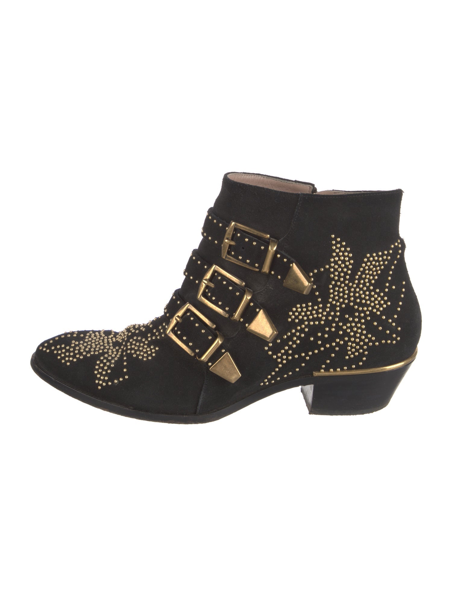 Chloé Suede Studded Accents Western Boots